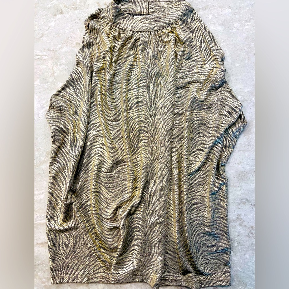 Anthropologie women’s metallic animal print sleeveless blouse